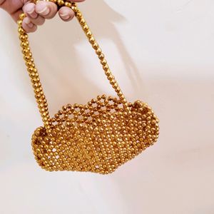 Golden Pearls/Beads Handmade Purse