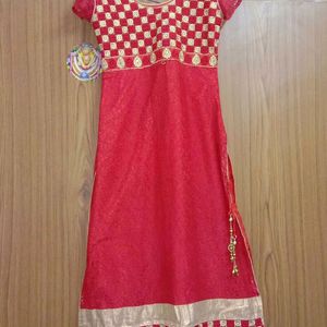 Red Anarkali Slit Kurta Set