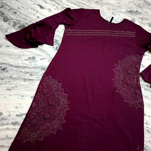 💜Beautiful Violet Designer Kurta And Plazzo Set