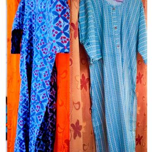 Combo 2 Molmol Cotton Kurtis With Earrings