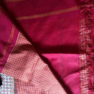 Maroon Checkered Saree