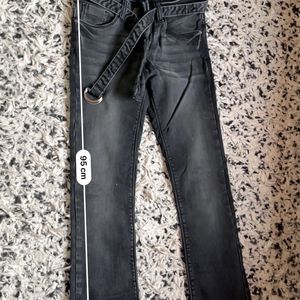 Bootcut Charcoal Black Jeans With Belt