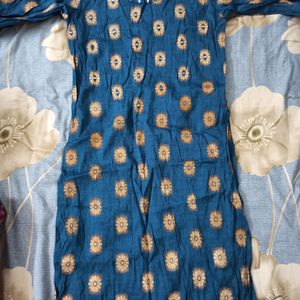 Blue Kurti Straight Kurta Size Medium