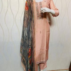 Peach Colour, Machlin Straight suit, three piece