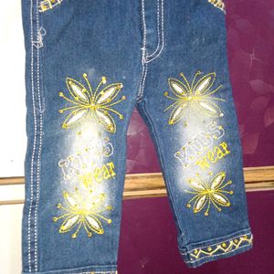 Denim Jeans With Yellow Top.