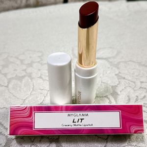 MyGlamm LIT Creamy Matte Lipstick - LIIT (Pinkish Purple Shade) | Long Lasting, Creamy, Demi-matte Finish Slim Lipstick (3.7g)