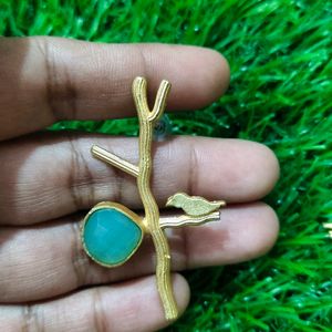 Brass Earrings - Mint Green