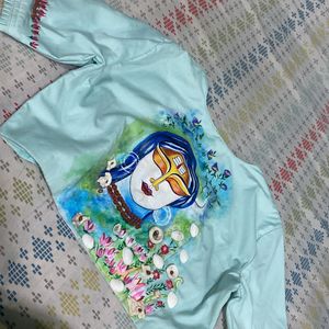 Shiva Om Designer Festive Blouse Hand Painted