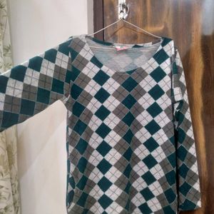 Checked Woolen Top