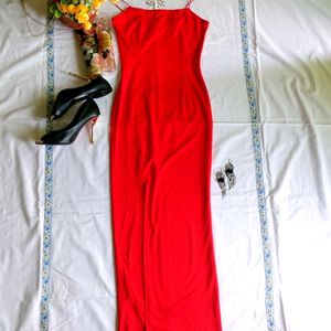 Urbanic Blazing Red Party Side Slit Dress