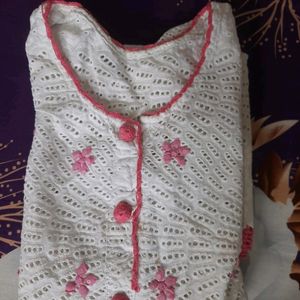 This is Ladies Crochet Kurta in White Color.