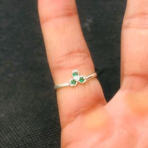 Green Diamond Ring Pure Silver