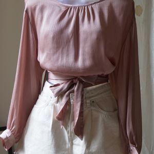 H&M Waist Tie Blouson Top