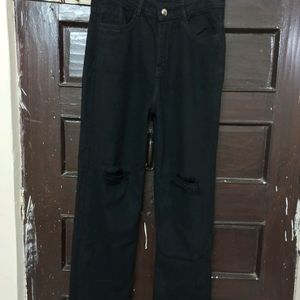 High Waisted Black Flared/ Wide Leg Jeans