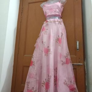 Pink Organza Lehenga Choli