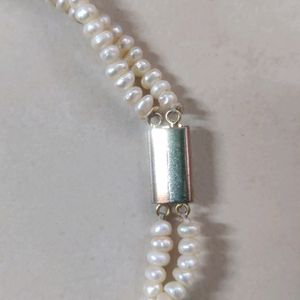 Pearl Necklace And Handcrafted Earrings