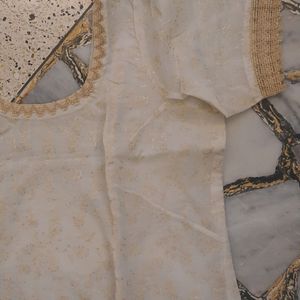 WHITE GOLDEN SALWAR SUIT