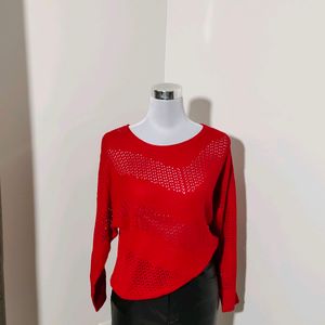 🆕 Red Hot Crochet Knitted Sweater