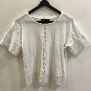 White Semi Lace Top For Women