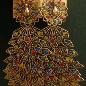 Multicolored Peacock Earings