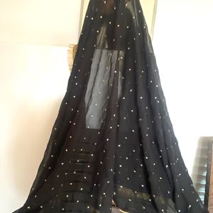 Black Chiffon Dupatta With Sehra Lace