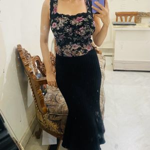 Black Cami Floral Padded Top