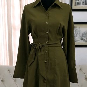 Zara Belted Long Sleeves Button up Shirt Dress