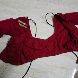 Neerus New Red Rayon Blouse 3/4 Sleeves