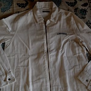 Retro White Baseball Zipper Jacket