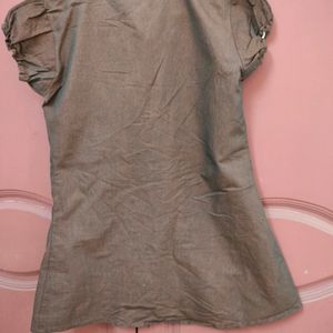 Coffe Brown Top For Women With Puff Sleeves