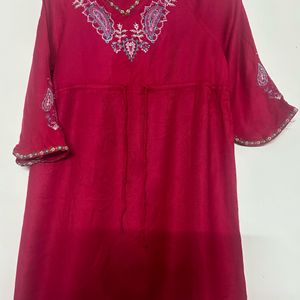 Red, short frock Kurti