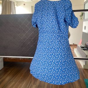 SSS Blue Skater Printed Dress