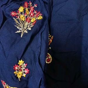 Attractive Blue Kurti With Embroidery