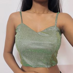 Silver Shimmery Party Wear Crop Top