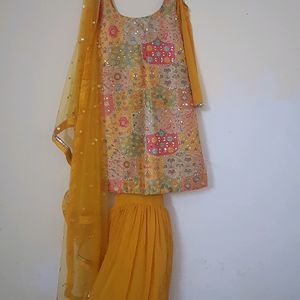 Sharara Suit For Haldi With Free Jhumkas