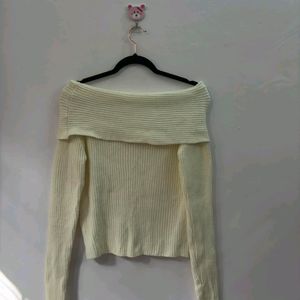 Sale Ribbed Off Shoulder Sweater