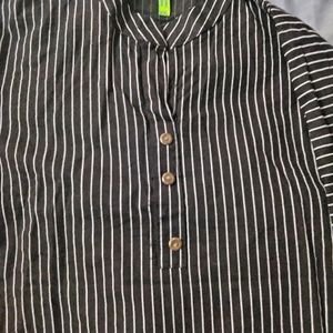 Summer Black Striped Short Kurta