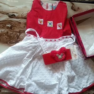 New Cotton Frock With Hairband