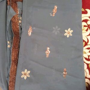 New Ash Georgette Sequence Saree