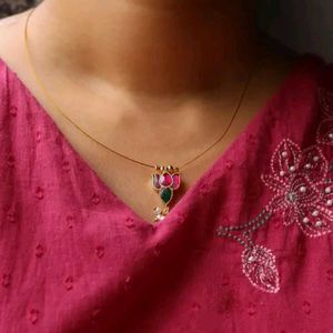 Invisible Necklace With Lotus Pendant