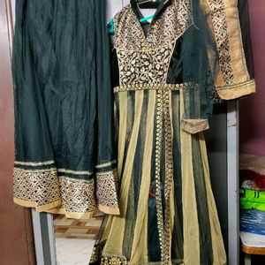 Beutiful Sharara Black And Golden Combination