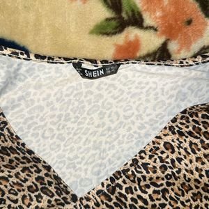 Leopard Print V Neck Top