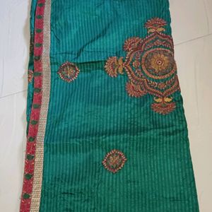 Saree With Back Open Stitched Blouse