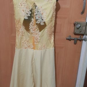 Yellow & Gold Lace Satin Party Dress.