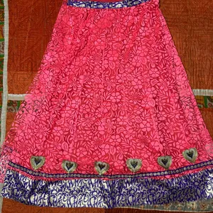 Unstitched Lehenga Pink  With Dupatta