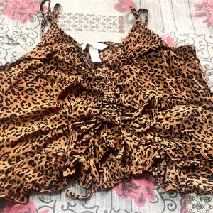 H&M Leapord Print Crop Top With Headband