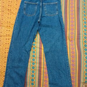 High Waist Straight Fit Blue Jeans