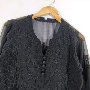 Black Chikankari Top (Women's)