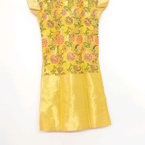 Bright Floral Silk Kurti