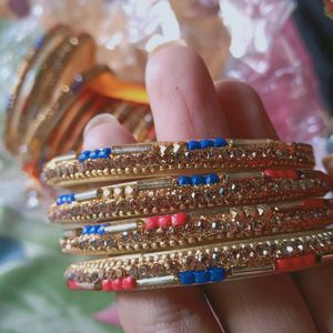 4 Set Party Wear And Daily Use Glass Bangles